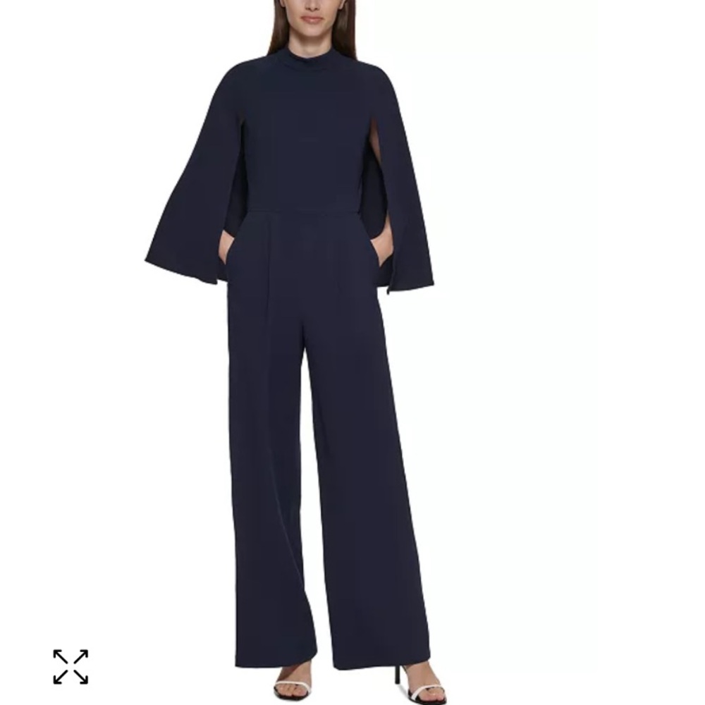 Calvin Klein Mock Neck Cape Jumpsuit - Size 10